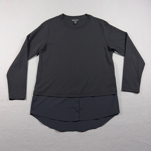 Athleta Tops - Athleta Gallery Top 2.0 Women Medium Layered Mixed Media Black Minimalist Casual